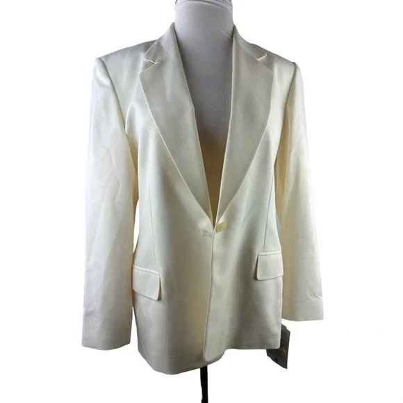 NWT Pendelton Blazer Suit Jacket 100% Virgin Wool Cream Single Button Size 16 - Picture 3 of 14